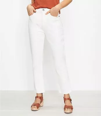 Loft Women's High Waist Straight Crop Jeans Size 14 / 32 NWT Natural White Denim • $18.99