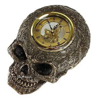 10  Steampunk Skull Statue Gear Wall Clock Statue Skulpture • $88.88