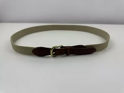 VTG COACH 3815 Men's Natural Linen/Brown Leather Tab Belt Brass Buckle 42 • $25