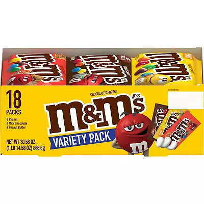 M&M's Variety Pack Full Size Milk Chocolate Candy Bars - 18 Ct Classic Candy • $22.99