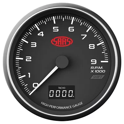 SAAS Tachometer 0-9K Shiftlite 3 1/2  89mm In Dash Black Muscle Series SG31642 • $128.10