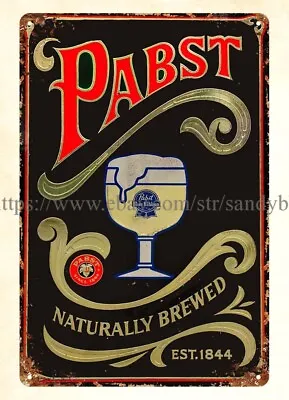 Pabst Blue Ribbon Beer Metal Tin Sign Hanging Unframed Art • $18.89