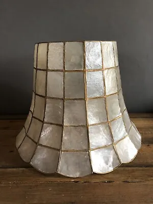 Vintage Mid Century Capiz Shell Lamp Shade With Scallop Edge. 14 Inch. • £28