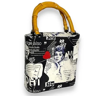 I Love Lucy Purse Lucille Ball Magnetic Closure Bamboo Dual Handles Metal Footed • $13.49