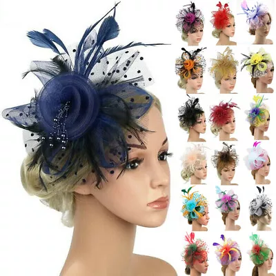 Feather Hair Fascinator Alice Headband Clip Ladies Wedding Royal Ascot Races && • £6.23