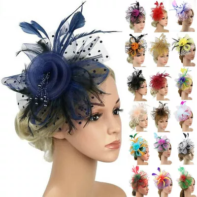 £5.99 • Buy Feather Hair Fascinator Alice Headband Clip Ladies Wedding Royal Ascot Races UK