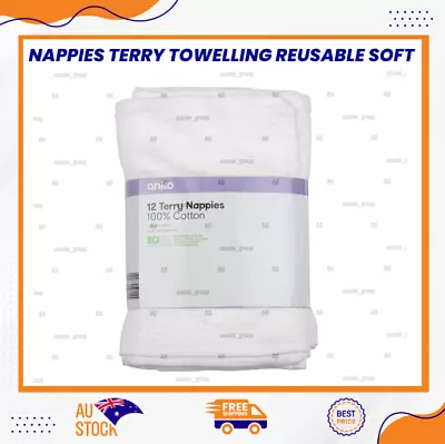 12 Pack Cotton Cloth Nappies Terry Towelling Reusable Soft Nappy Infant New Born • $24.74