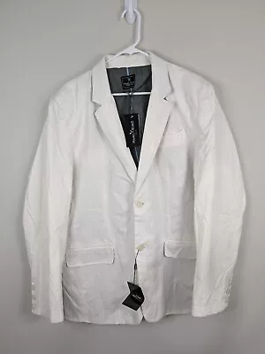 Marc Ecko Blazer Men's 2XL White Single Breasted Cotton Embroidered • $49