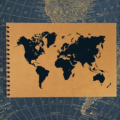 A3/A4/A5 World Map Scrapbook Guestbook Photo Album Card Pages Gift • £7.99