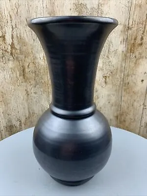 Vintage Large Prinknash Pottery Vase Pewter Gun Metal Dark Grey 24cm Tall • £21