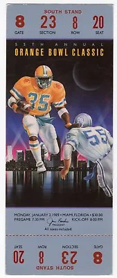 January 2 1989 Orange Bowl Full Ticket Miami Vs Nebraska 23-3 • $49.99