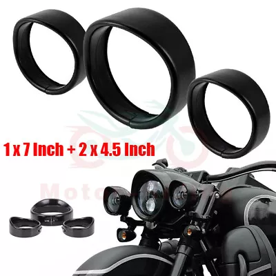 For Harley 7  Headlight Lights 4.5  Passing Fog Lamp Trim Ring Bezel Visor Cover • $37.55