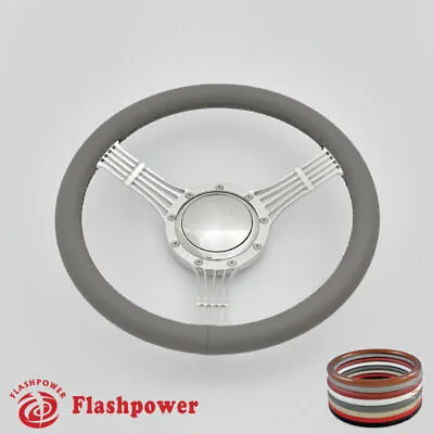 14  Billet Steering Wheel Light Gray Full Wrap Banjo Wrangler YJ Cherokee Jeep • $160.50