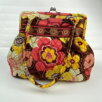 Vera Bradley Alice Kiss Lock Shoulder Bag Women Brown Yellow Buttercup NWOT • $45