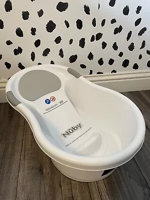 Nuby Newborn Baby Bath - Built In Anti-Slip Support Soft Headrest White Bathtub • £10