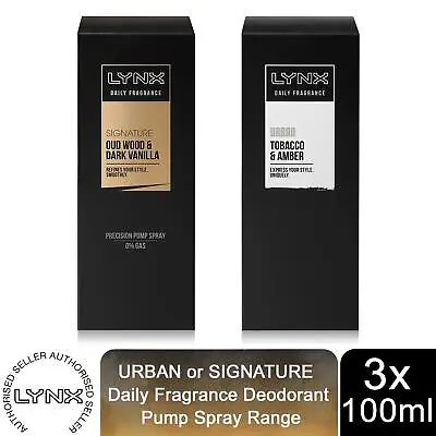 Lynx Urban Or Signature Daily Fragrance Deodorant Pump Spray 3x 100ml • £13.49