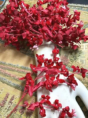 Vintage Velvet Silk 1940s Millinery Flowers 1 Spray Made Japan Xmas True Red • $12.99