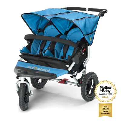 £499 • Buy Brand New Out N About Nipper 360 Double Pushchair V4 Lagoon Blue With Raincover