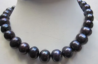 Huge 18  10-11mm Tahitian Black Pearl Necklace 14k Gold Clasp • $21.59