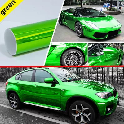 152cmx30cm Green Car Glossy Chrome Mirror Vinyl Wrap Film Roll Sheet Sticker • $15.48