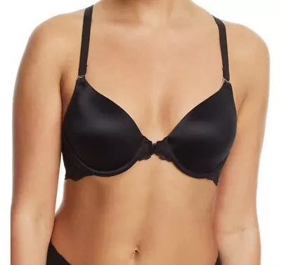 Size 40 DD Maidenform One Fab Fit Extra Coverage T-Back Front Close Black Bra • $8