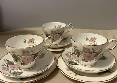 £25 • Buy Vintage Bone China Tea Set Trio Cup Saucer Side Plate Rose By Regency