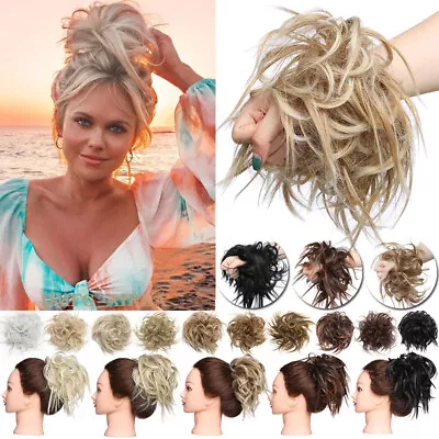 7  Messy Bun Hair Piece Scrunchie Updo Real Thick Hair Extensions As Human Hair • $10.59