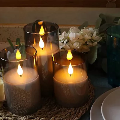 £8.48 • Buy Authentic Flame Battery Flickering LED Candle Lights Glass Jar White Wax Indoor