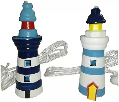 Nautical Seaside Theme Blue & White Lighthouse Cordpulls Cord Pulls 2 Styles • £4.25