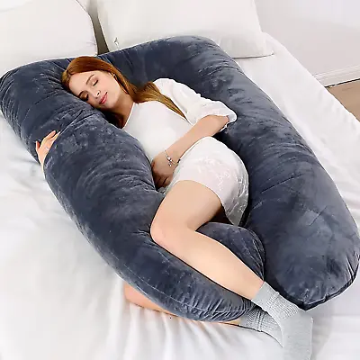 Creatop Pregnancy Body Pillows With Velvet Cover U Shaped Full Body Pillow For • $40.38