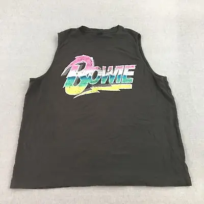 David Bowie Womens Tank Top Size 20 Black Logo Sleeveless Shirt • $13.98