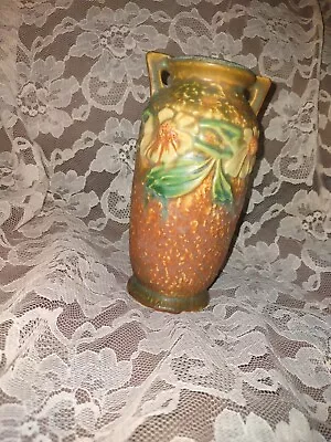 Vintage ROSEVILLE DAHLROSE 1928 Arts & Crafts 6 Inch Ceramic Pottery Vase • $30