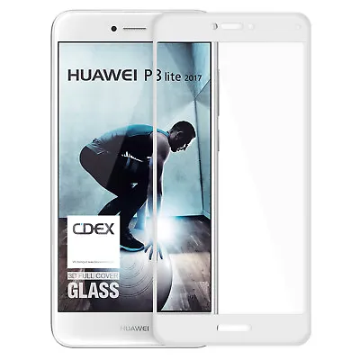 9H Tempered Glass Huawei P8 Lite 2017 Film 3D Display Protector Full Cover White • £8.90