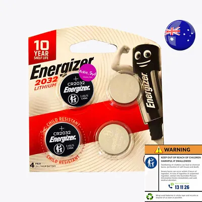 Pack Of 4  Energizer CR2032 Aukie_Syd Child-Resistant 3V Battery Batteries 🇦🇺 • $23.95