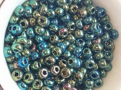 40g Metallic Iris Blue/green Seed Beads Size 8/0 Czech Glass Beads (jb4395) • $4.90