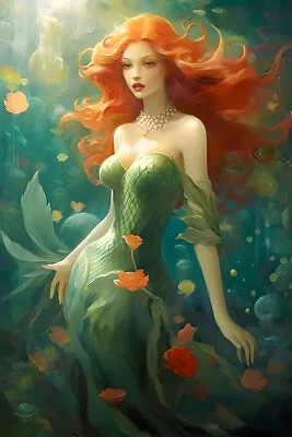 Fantasy Mermaid Oil Painting Printed On Canvas Home Art Wall Decor Picture Gifts • $185