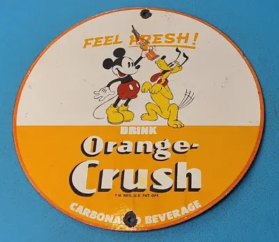 $117.47 • Buy Vintage Mickey Mouse Orange Crush Porcelain Gas Soda General Store Pump Sign