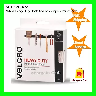 VELCRO® Brand White Heavy Duty Hook And Loop Tape  50mm X 2.5m - Adhesive Backed • $52.99