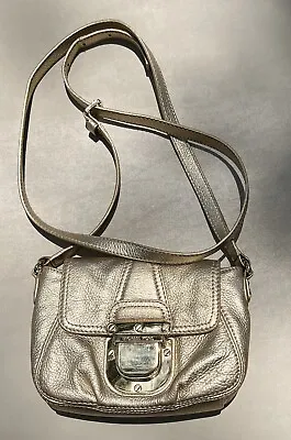 MICHAEL KORS Pebbled Gold Charlton Small Crossbody Bag With Buckle Lock Flap • $60