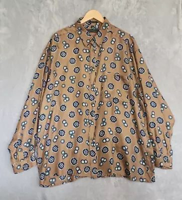 Vintage Silk Shirt Mens Size XLRetro Long Sleeve Button Up 70's Basic Elements • $26.99