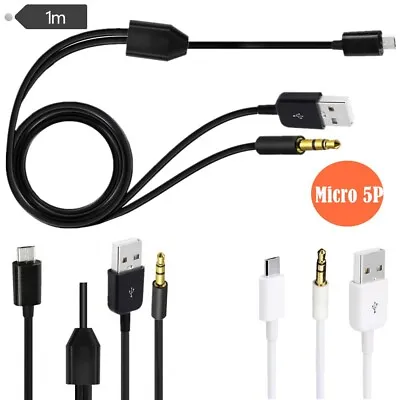 Micro USB 5pin To 3.5mm AUX Jack / USB Audio Charger Cable Speaker Android Phone • $6.99
