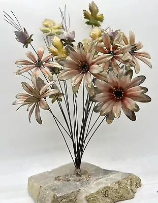 Vintage 10” Metal Flower Sculpture Accent Decor Piece • $26