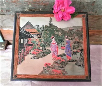 $98.99 • Buy Antique Edwardian Footstool Japanese Ladies Fabric Carve Timber Bun Feet Pouffe