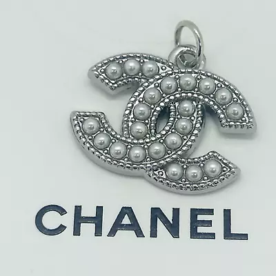 CHANEL Vintage Necklace Charm Parts Pearl X Silver 22 × 15mm With Engraving • $43.99