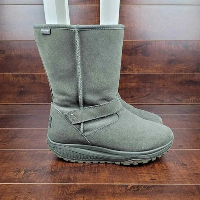 $49.93 • Buy Skechers Shape-Ups XF Suede Leather Boots Faux-Fur Lined Gray Womens Size 9