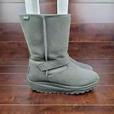 Skechers Shape-Ups XF Suede Leather Boots Faux-Fur Lined Gray Womens Size 9 • $49.93