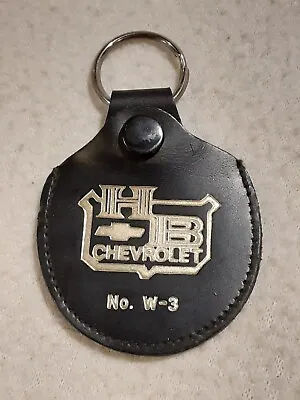 Vintage H B Chevrolet Black Leather Key Fob Keychain Key Ring • $24.99