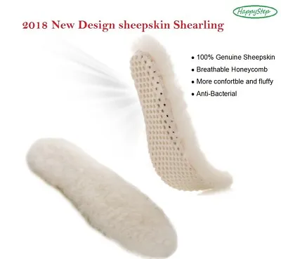 New Genuine Sheepskin Lambswool Cushioning Shearling Honeycomb Insoles For Men • $13.75
