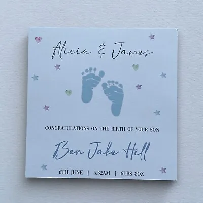 Personalised New Baby Boy Card Or Girl Birth Of New Son/Daughter Congratulations • £2.95
