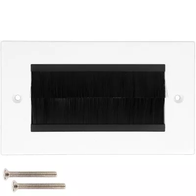 DOUBLE 2 GANG FACE PLATE Black Brush Tidy Wire Cable Lead Exit Wall Outlet Twin • £5.53